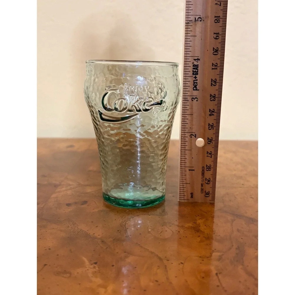 Vintage Coca Cola Mini Glass 4 Inch Georgia Green Pebbled Texture Coke Juice Cup